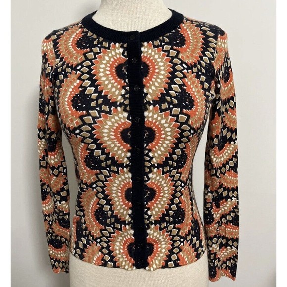 Tabitha Anthropologie Womens Odval Geometric Print Cardigan Sweater Size Small S - Picture 7 of 12